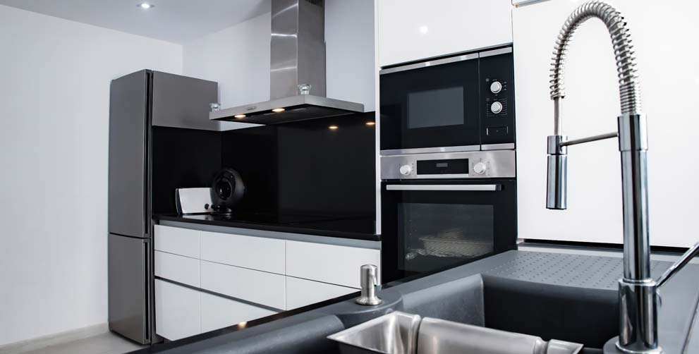 Kitchen with Black Stainless Steel Appliances