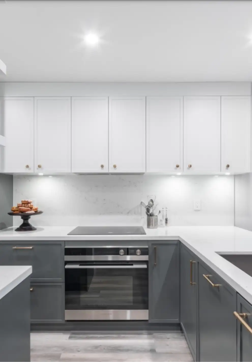 New renovated modern white kitchen